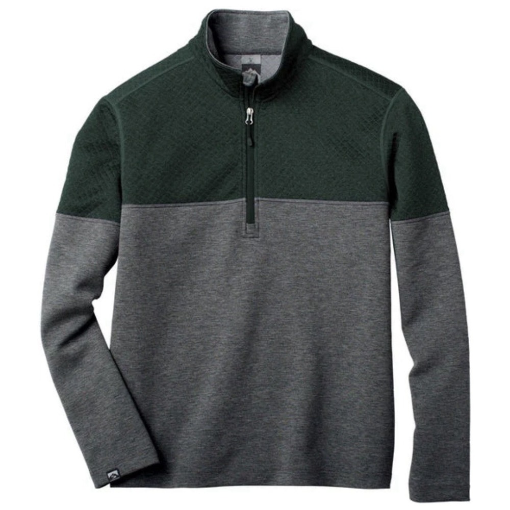 Storm Creek Architect Diamond Green‎ and Gray Quilted Quarter Zip Pullover Vail